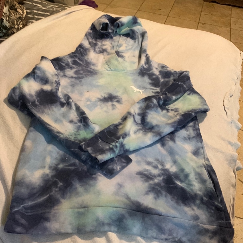 blue multi color pink hoodie